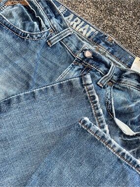 Ariat M4 Low Rise Boot Cut Denim Jeans Mens Size 34x34 Distressed